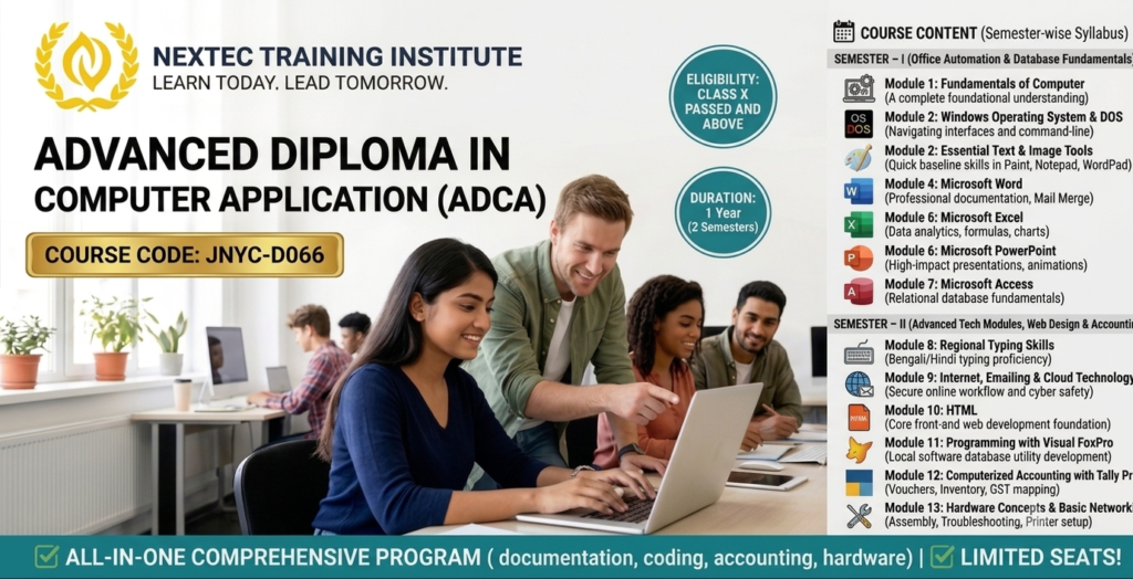 Advanced Diploma in Computer Application (ADCA) | Nextec Training Institute