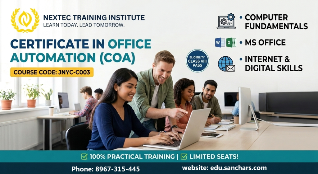 Nextec Training Institute Computer Course Certificate in Office Automation