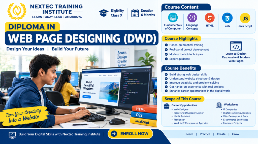 Diploma in Web Page Designing DWD course at Nextec Training Institute